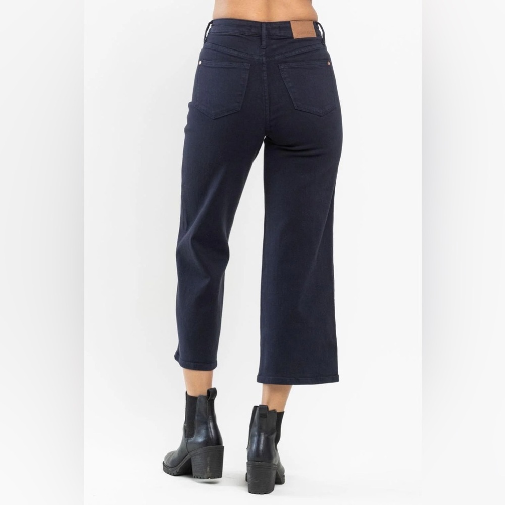 Judy blue high waist wide leg cropped navy garment dyed jeans 88807 size 5/27 - Picture 5 of 7